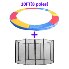 (10FT - 8 Pole, Tri-colour) Greenbay Trampoline Replacement Safety Spring Cover Padding Pads + Safety Net Enclosure Surround Bundle