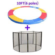 (10FT - 6 Pole, Tri-colour) Greenbay Trampoline Replacement Safety Spring Cover Padding Pads + Safety Net Enclosure Surround Bundle