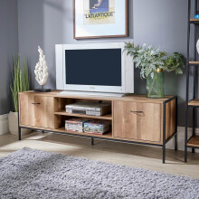 TV Unit Media Stand Storage Cabinet Oak Finish Cupboard Shelf Storage