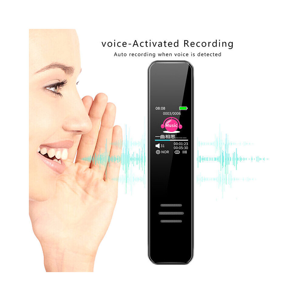 Digital Voice Activated Recorder HD Dictaphone with VOR Function MP3 WAV Player Subtle Slim Audio Recording IPS Screen