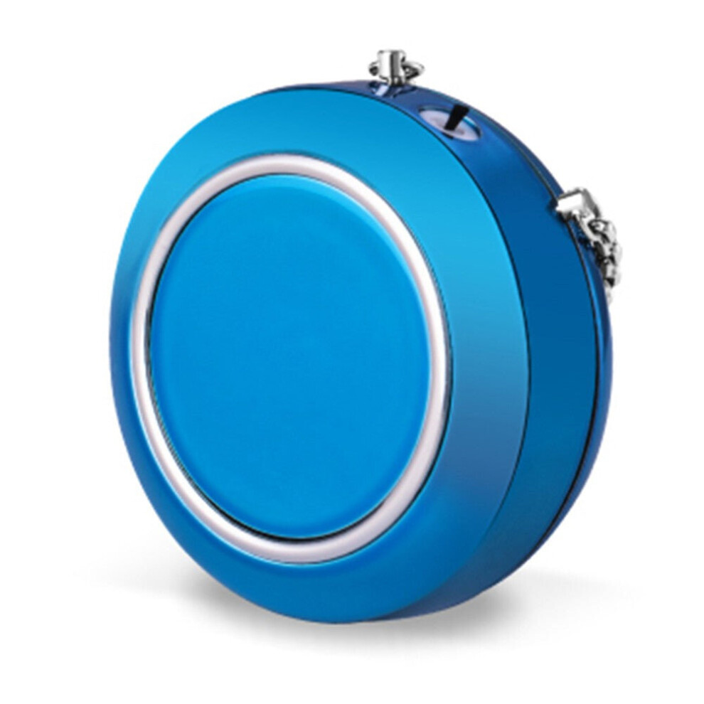 (Blue) Portable Low Noise Necklace Air Purifier Freshener Mini Negative Ion Generator