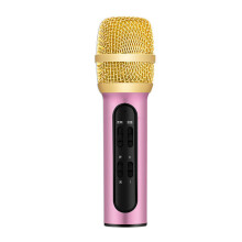 (Rose Gold) Professional Karaoke Condenser Microphone Portable with ECHO Sound Card for Mobile Phone Broadcast Live