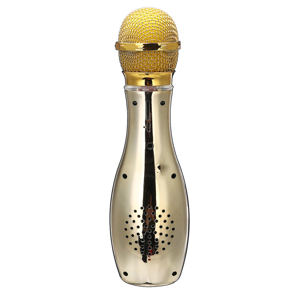 (Gold) bluetooth Wireless Condenser Microphone USB Player Speaker for Karaoke