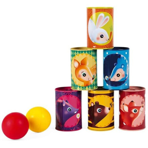 Janod Janod J03206 Forest Tumbling Cans, Multicolored - Plush Soft Toy