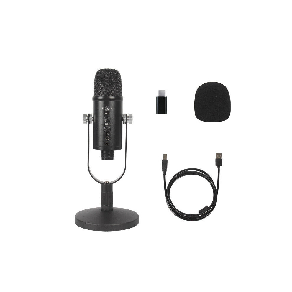 (A) Condenser Microphone HIFI DSP Noise Reduction Reverberation Adjustable Built-In Sound Card USB Wired for YouTube Broadcast Recording Gaming