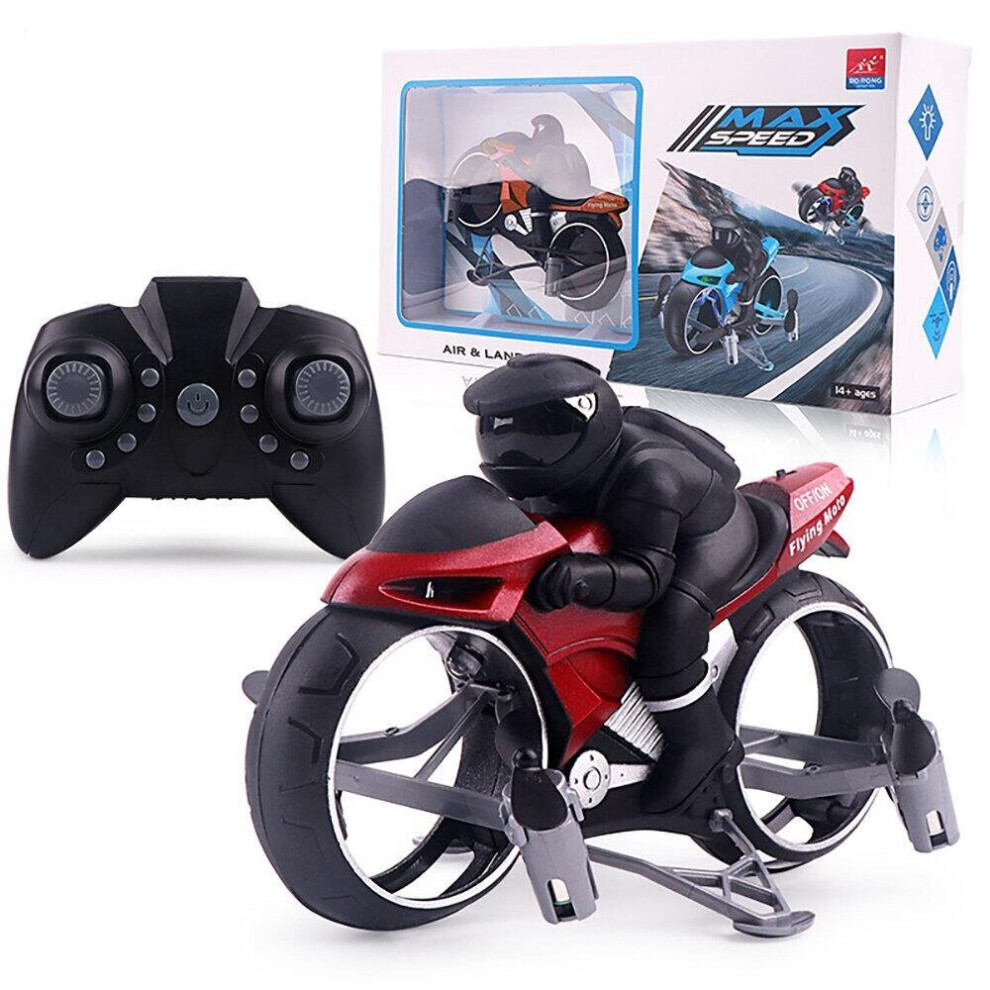 () 2.4G 2 In 1 Land RC Car Vehicle Motorcycle Flying Drone RTR Model Toy