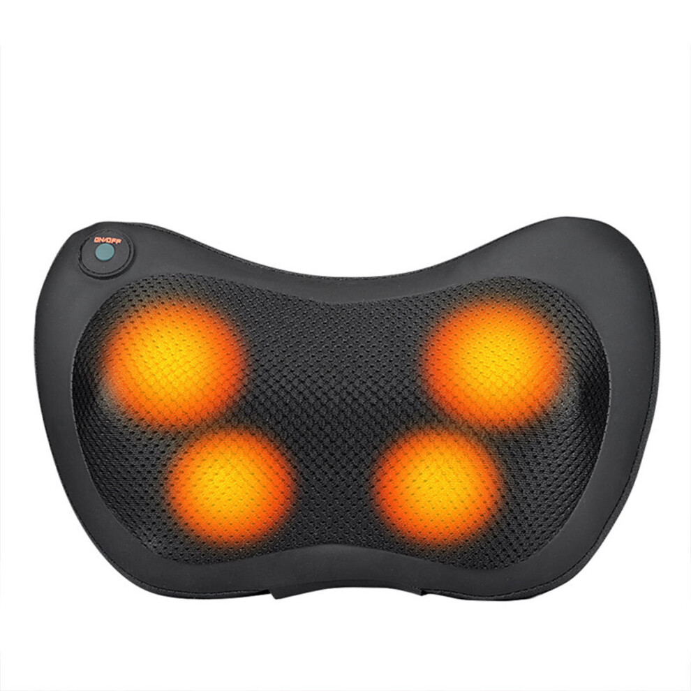 (4 Heads, EU Plug) Electric Massager Pillow Infrared Heating Back Neck Car Seat