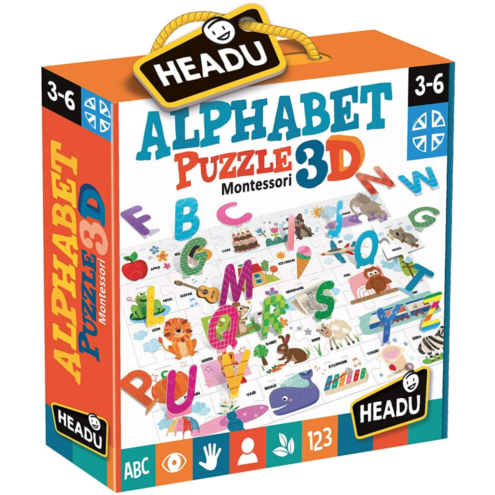 Headu IT20973 Montessori Alphabet 3D Puzzle-image-OPC-P926SMF-NEW