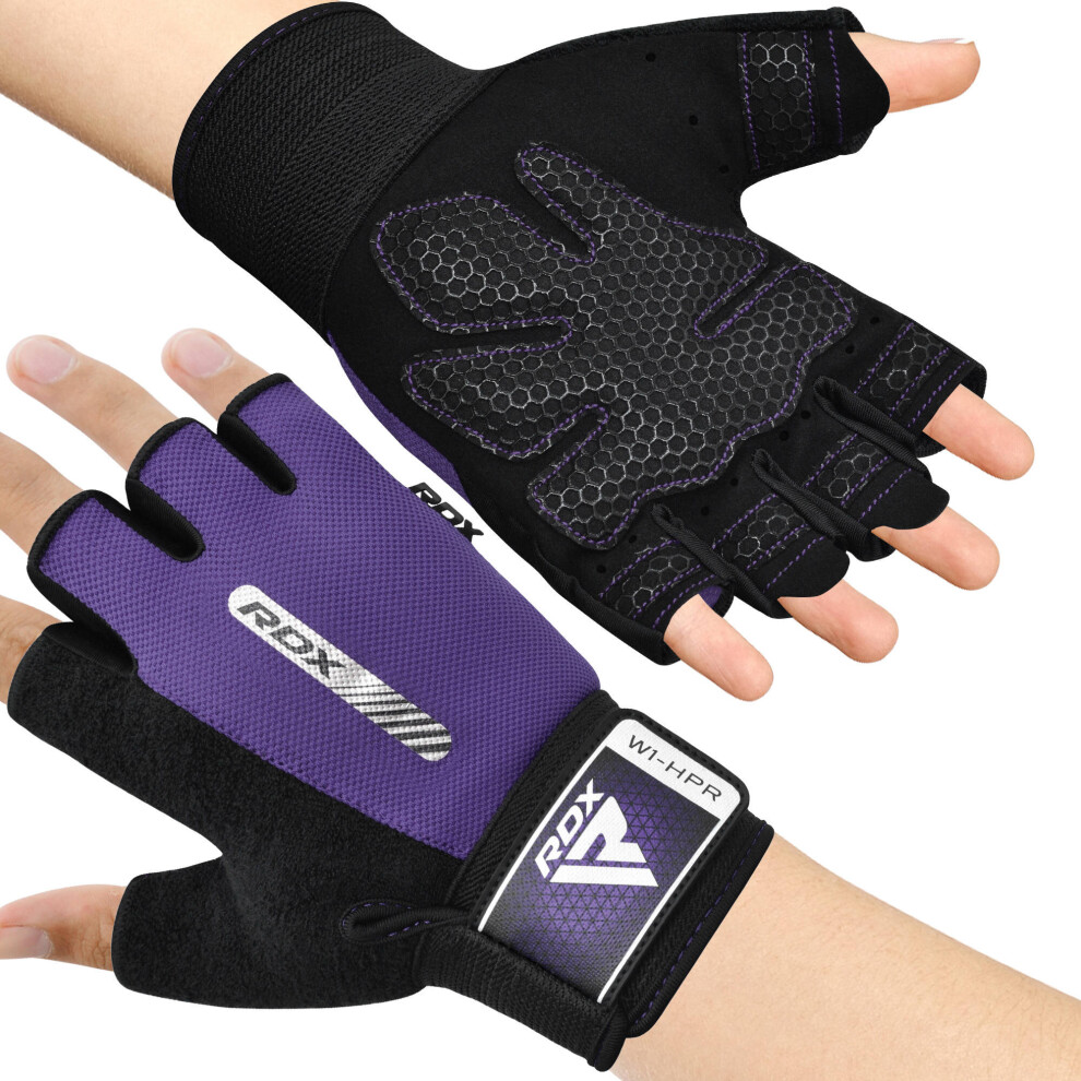 (Purple, L) RDX Weight Lifting Gloves Gym Fitness  Half Finger