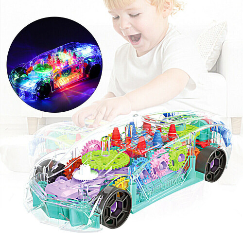 Transparent Light Up Toy Car with Music & Lights Electric Gear Car Toy 1