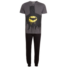 (L) Mens Batman Pyjamas DC Comics Pjs Short Sleeved T-Shirt + Lounge Pants Gift Set
