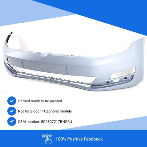 VW Golf Mk7 2013 Front Bumper Primed No Pdc No Washer Holes 1