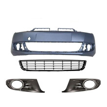 VW Golf Mk6 2009-2012 Front Bumper Kit Primed With Lower Grille & Fog Grilles With Fog Holes