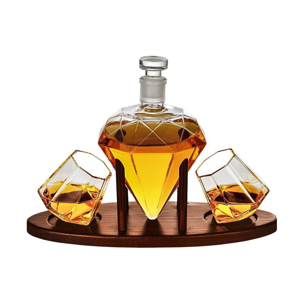 Decanter with Two Glasses and Tray - Diamond 