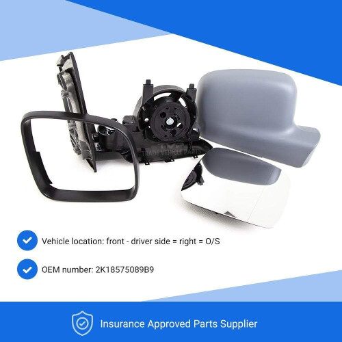 VW Caddy 2004-2015 Door Wing Mirror Manual Primed Driver Side No Aerial 1