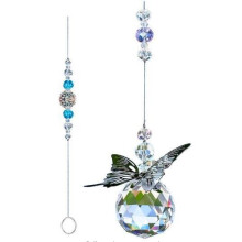 Hanging Butterfly Crystal Ball Prism Sun Catcher Pendant Crafts Garden Decor