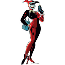 Star Cutouts SC1474 Harley Quinn Classic Gun Lifesize Cardboard Figure with Free Mini Desktop Cutout Height 174cm, Multicolour