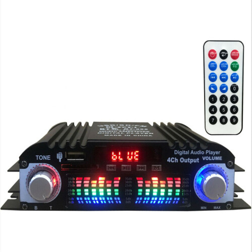 12V Car Mini HIFI Digital bluetooth Audio Power Amplifier Four Channel Output with Remote Control 1