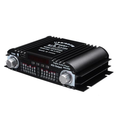 12V Car Mini HIFI Digital bluetooth Audio Power Amplifier Four Channel Output with Remote Control 2
