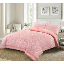 (King , Pink ) Aaliyah floral printed reversible duvet cover set