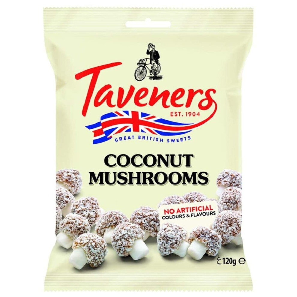 Taveners Coconut Mushrooms 120g | Great British Sweets