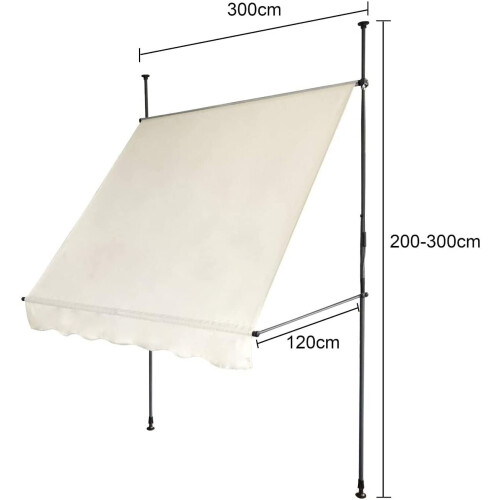Evre (Beige, 300X120) EVRE Waterproof  Awning/shade + adjustment handle 2