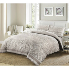(King , Silver ) Aaliyah floral printed reversible duvet cover set