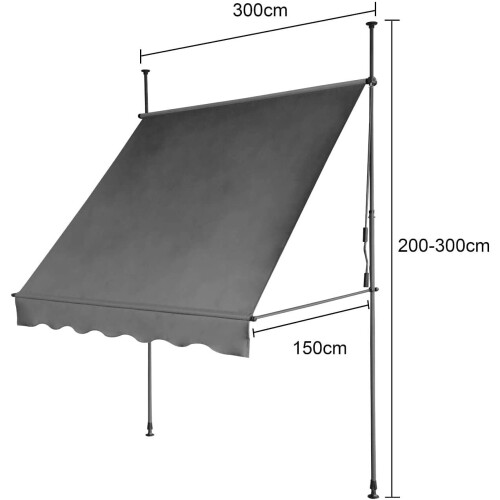 Evre (Dark Grey, 300X150) EVRE Waterproof  Awning/shade + adjustment handle 1