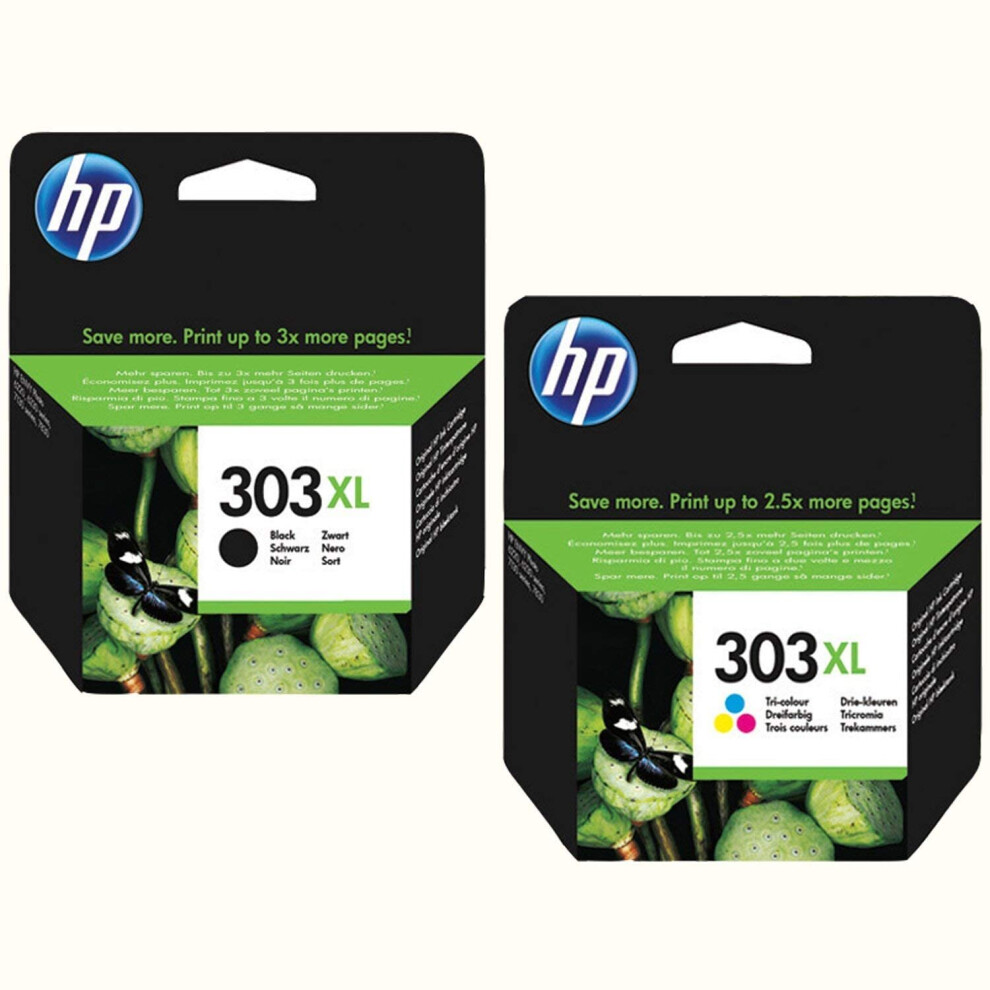 HP 303XL 2-pack Black/Tri-colour Original Ink Cartridges Combo pack Page Yield B 600/Tri 415 (P/N 3YN10AE)