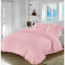 (Double , Blush Pink) Santiago Ruffle Frilled Duvet Cover Set