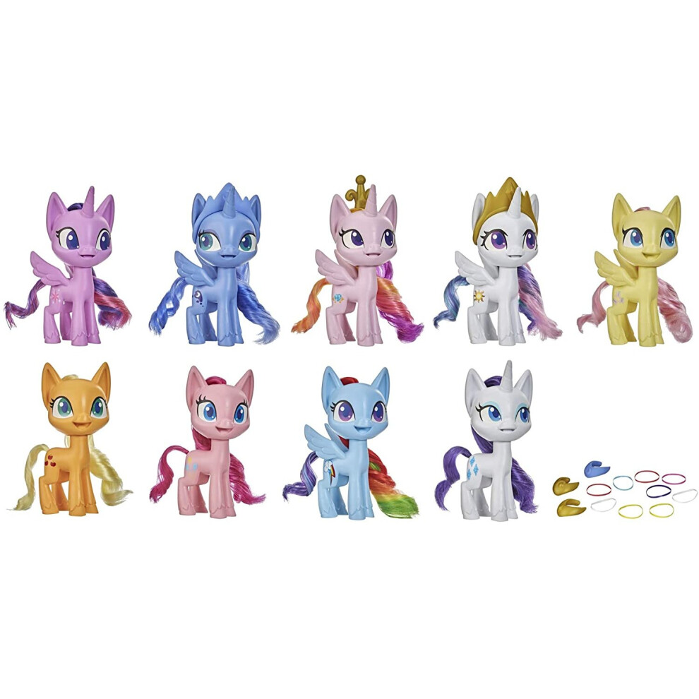 My Little Pony Mega Friendship Collection Set of 9 Toy Pony 12.5-cm Figures with Brushable Hair, Comb and 15 Accessories