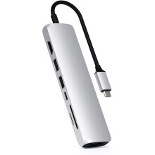 Satechi Type-C Slim Multi-Port Adapter with Ethernet - Compatible with 2020 MacBook Pro and 2020 MacBook Air, 2018 iPad Pro, Microsoft Laptop 3,