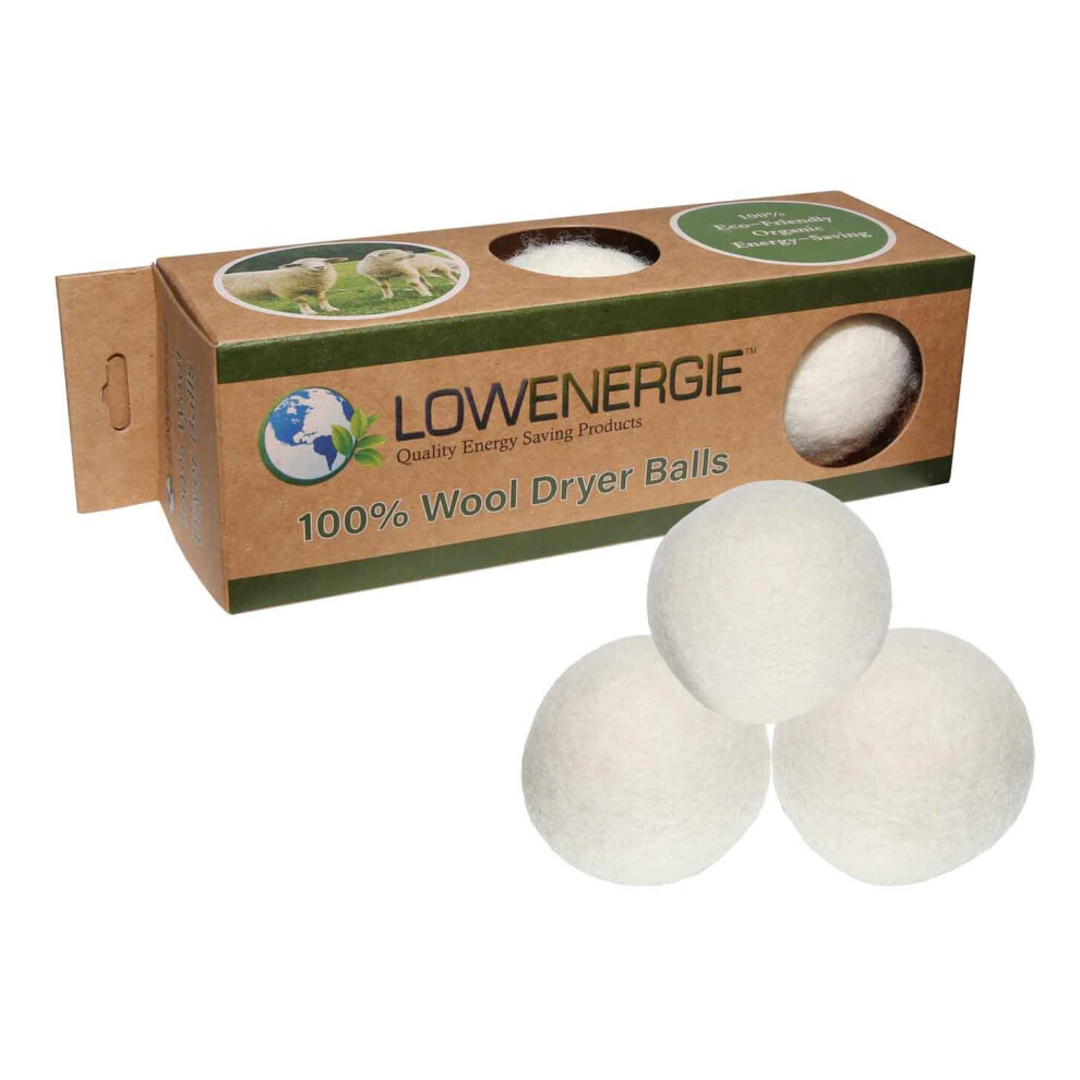 (3) Wool Dryer Balls XL Fragrance Free Eco Friendly Tumble Dryer Clothes Softener