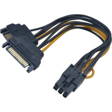 Akasa SATA Power to 6pin PCIe Adapter Cable | 150mm | AK-CBPW13-15 | Provides PSU Support for PCIe VGA Cards