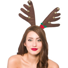 Deluxe Reindeers Antlers With Bells Festive Christmas Fancy Dress Accessory New