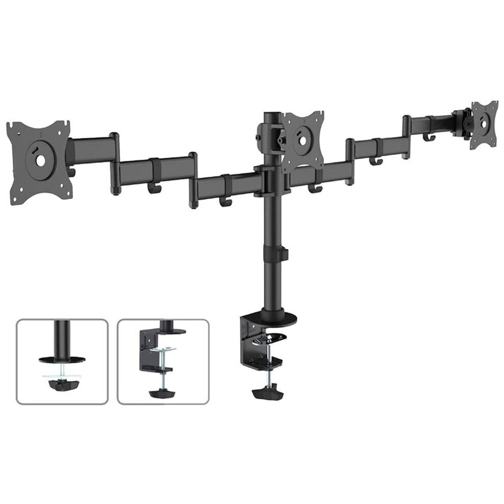 Maclean Brackets Mc-691 Triple Monitor Arm Led Lcd Plasma Screen Desk Mount 13"-27" 8Kg 5902211103240
