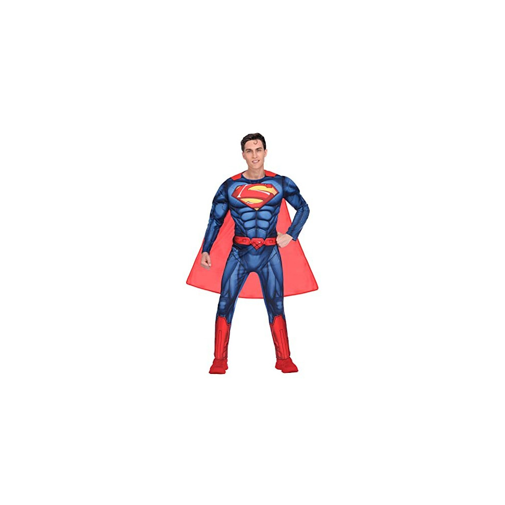 Photos - Fancy Dress Amscan 9906101 Mens Classic Superman Warner Bros  Costume , Unisex Children, Multi-Coloured Red (Large)