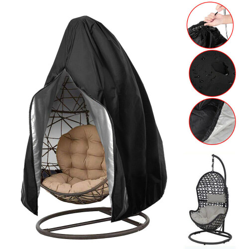 Hanging Swing Egg Chair Cover Garden Outdoor Rain Sun Waterproof Black
