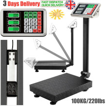 GAIS-06050 Heavy-Duty LCD Digital Postal Platform Scale 100kg/220lb, 5 Unit Price Memory, Auto Power Off, Rechargeable Battery, Backlit Display