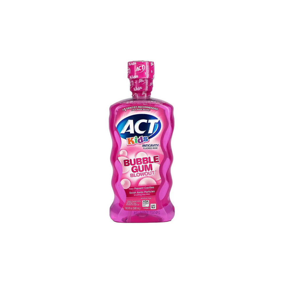 Act, Kids, Anticavity Fluoride Rinse, Alcohol Free, Bubble Gum, 500ml