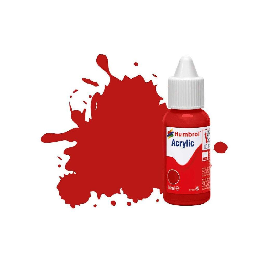 Humbrol DB0060 No 60 Scarlet Matt Acrylic Paint 14ml dropper bottle