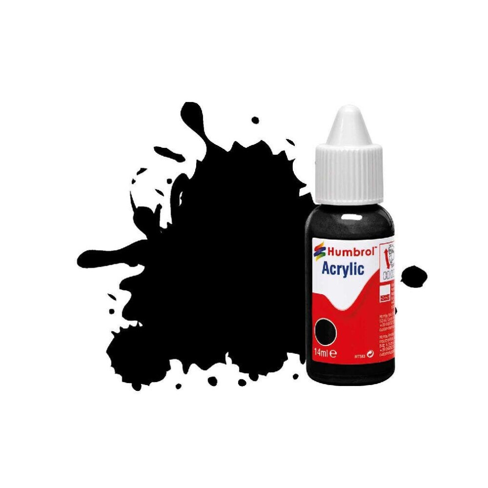 Humbrol DB0021 No 21 Black Gloss Acrylic Paint 14ml dropper bottle