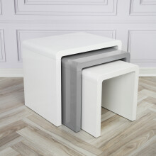 (White & Grey) Charles Jacobs Gloss Coffee | Side | End Nest of Tables - Set of 3