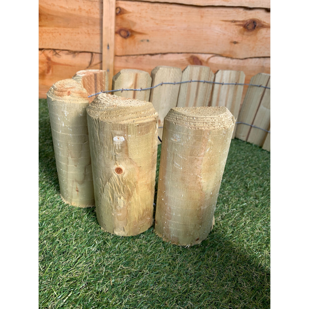Wooden Lawn Log Roll Edging - 15cm x 1.8M, 5cm Thick Garden Border