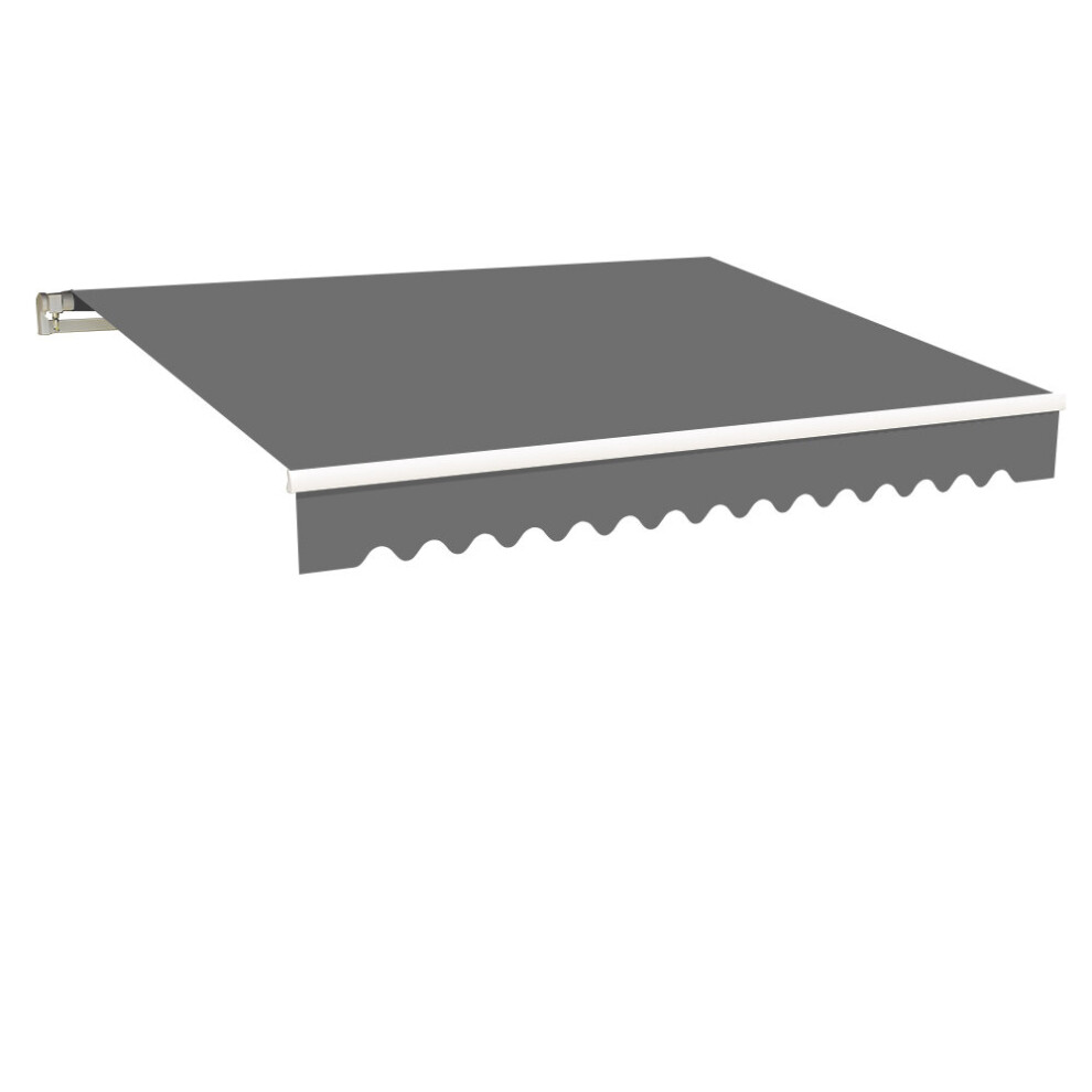 (Grey, 2.5x2M) Greenbay DIY Patio Retractable Manual Awning Garden Sun Shade Canopy Gazebo with Fittings and Crank Handle