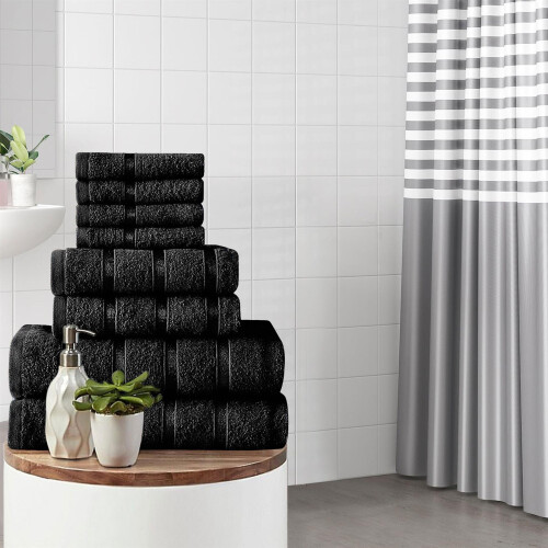 (Black) Boston Egyptian Towels Bale Super Soft Set 1