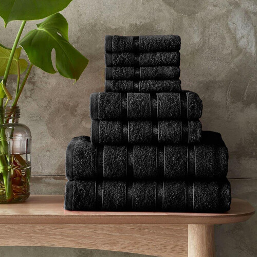 (Black) Boston Egyptian Towels Bale Super Soft Set 2