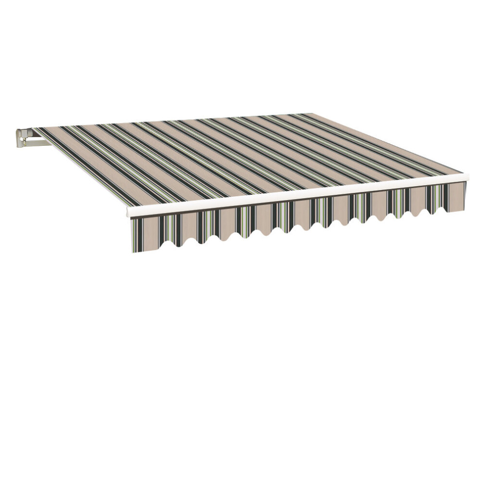 (Multi-Stripe, 2.5x2M) Greenbay DIY Patio Retractable Manual Awning Garden Sun Shade Canopy Gazebo with Fittings and Crank Handle