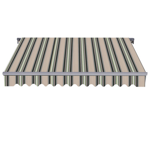 (3x2.5M, Multi Stripe) Green Bay Retractable Awning  DIY Patio Awning Garden Canopy Outdoor Sun Shade Shelter with Fittings and Crank Handle