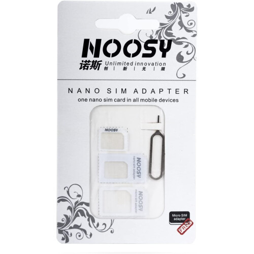 Noosy 4in1 Adapter and Sim Pin Nano-Sim Kit, 3 Piece